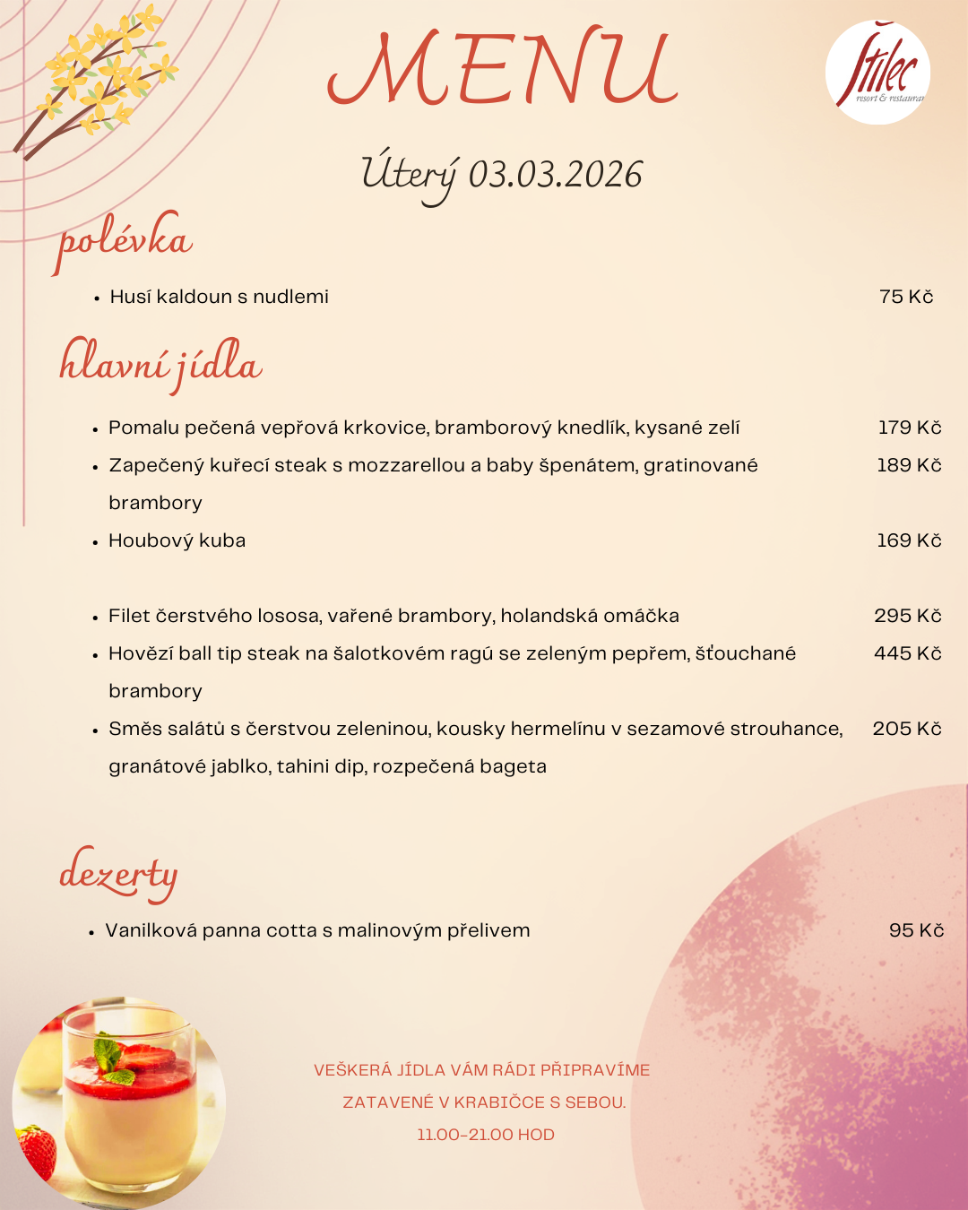 Nabídka dne - výdej jídel s sebou