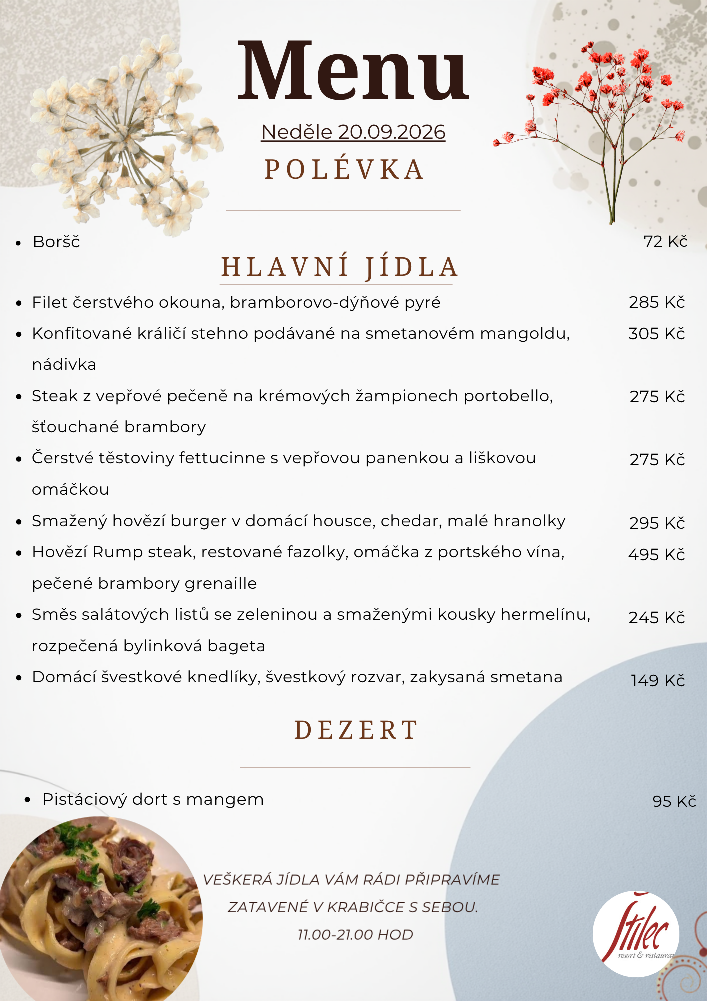 Nabídka dne - výdej jídel s sebou