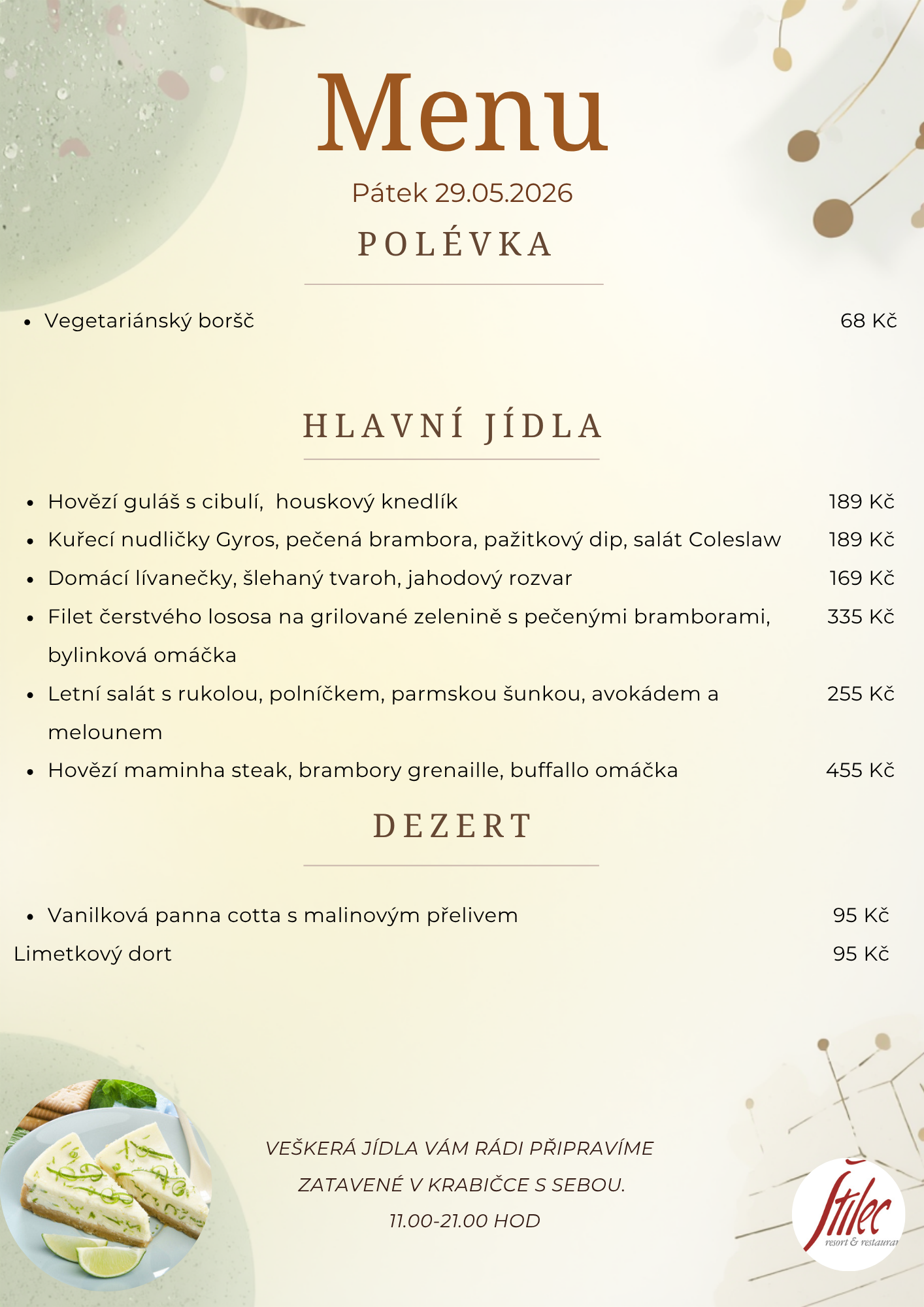 Nabídka dne - výdej jídel s sebou