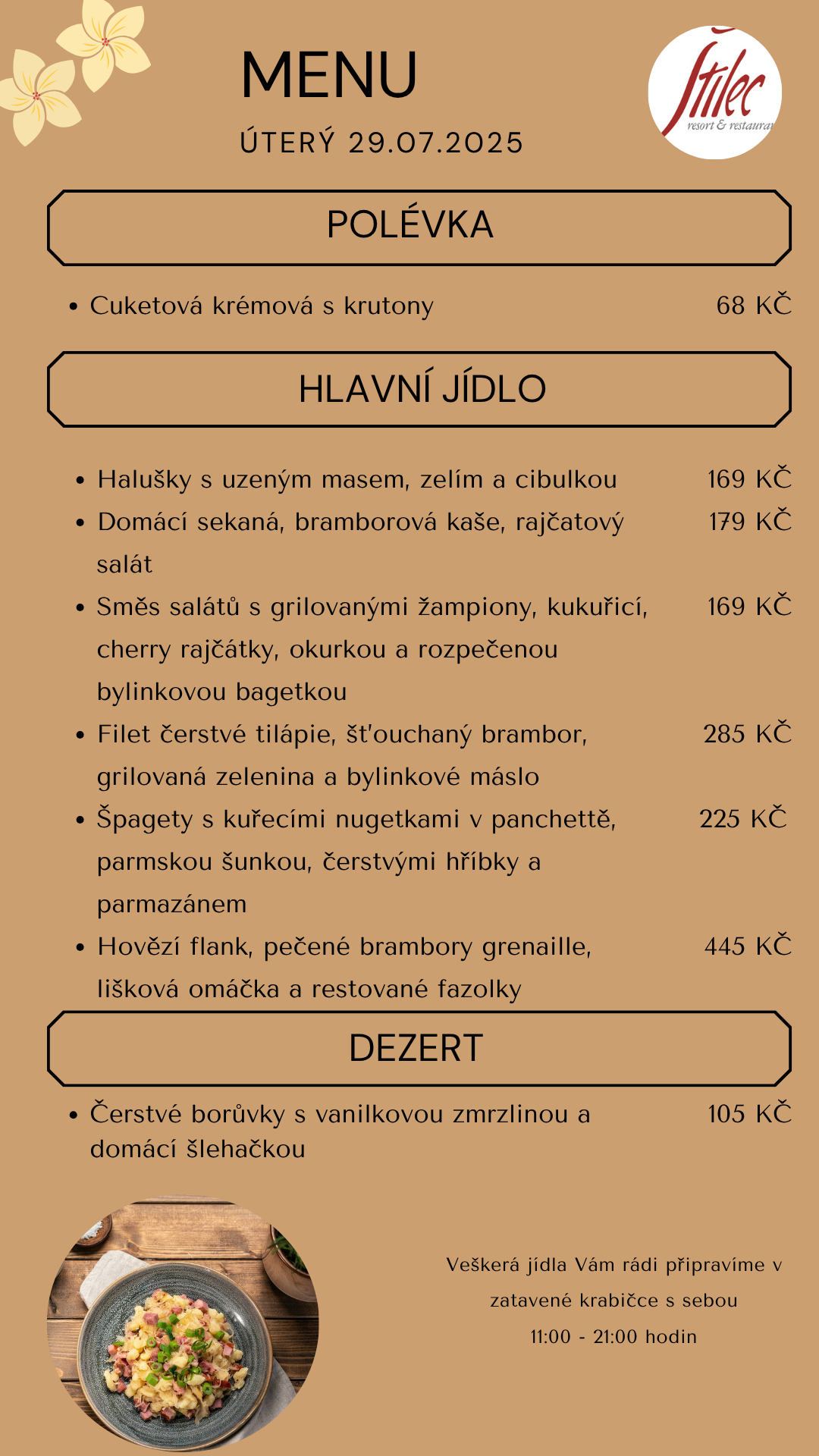 Nabídka dne - výdej jídel s sebou