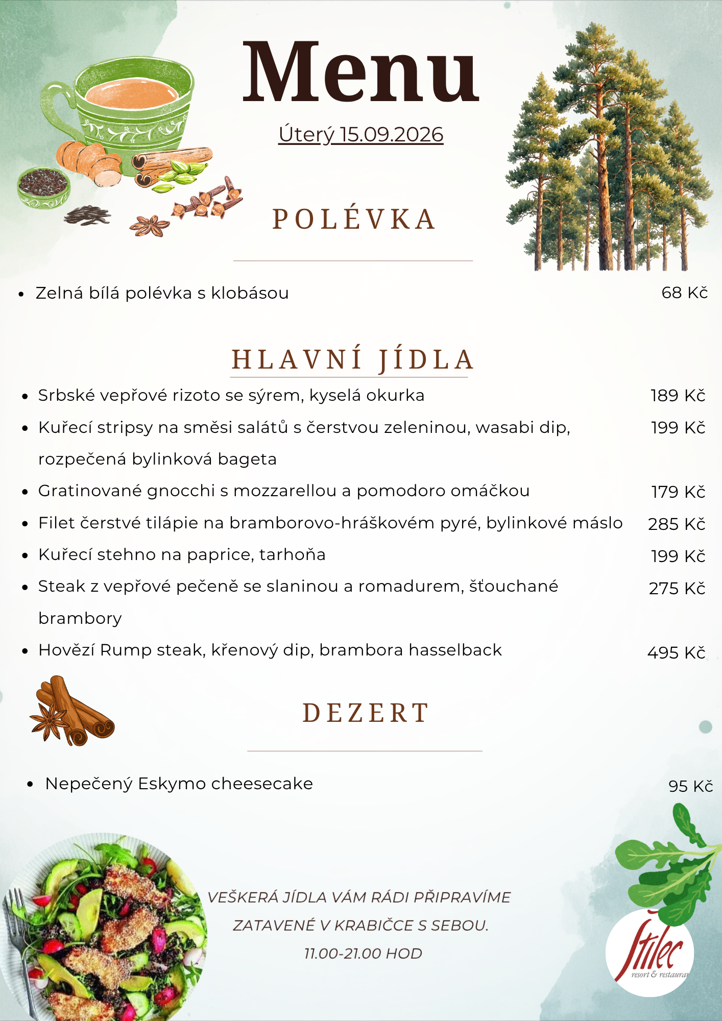Nabídka dne - výdej jídel s sebou