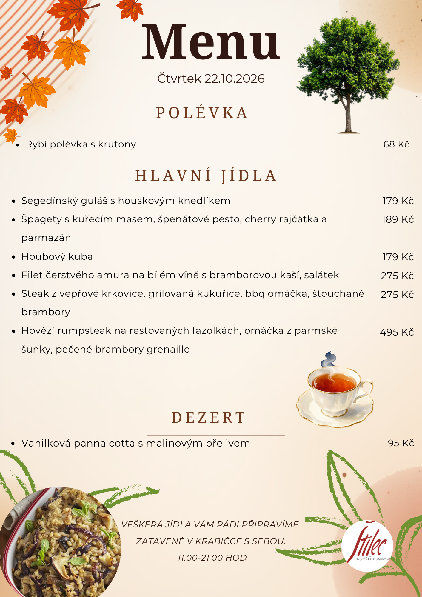 Nabídka dne - výdej jídel s sebou