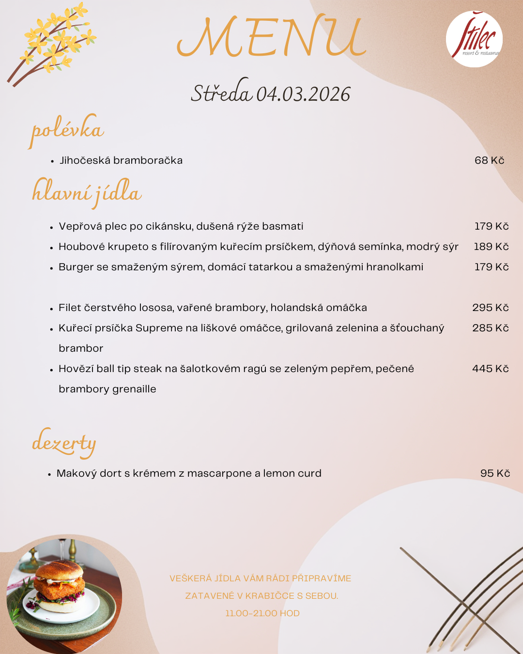 Nabídka dne - výdej jídel s sebou