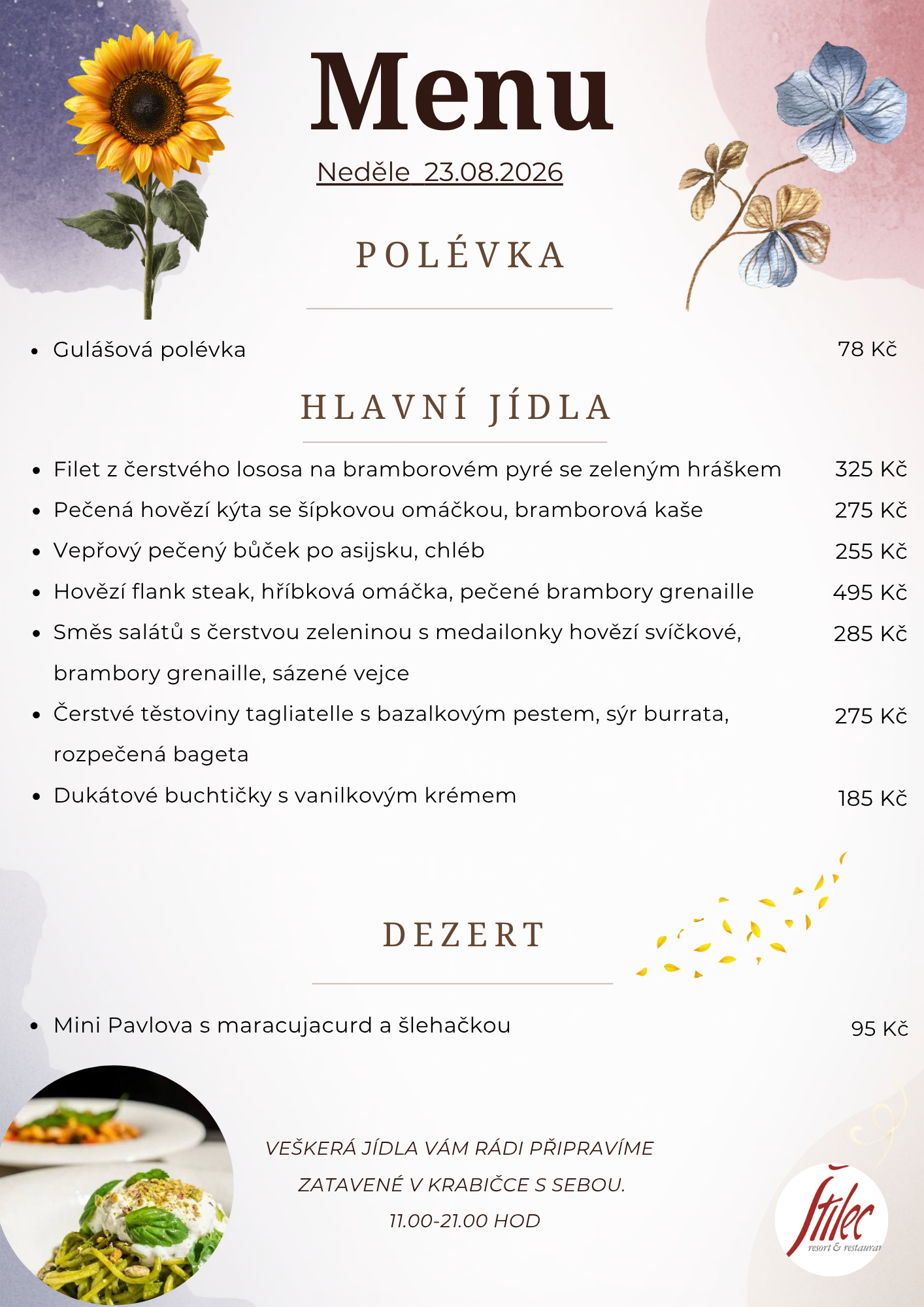 Nabídka dne - výdej jídel s sebou