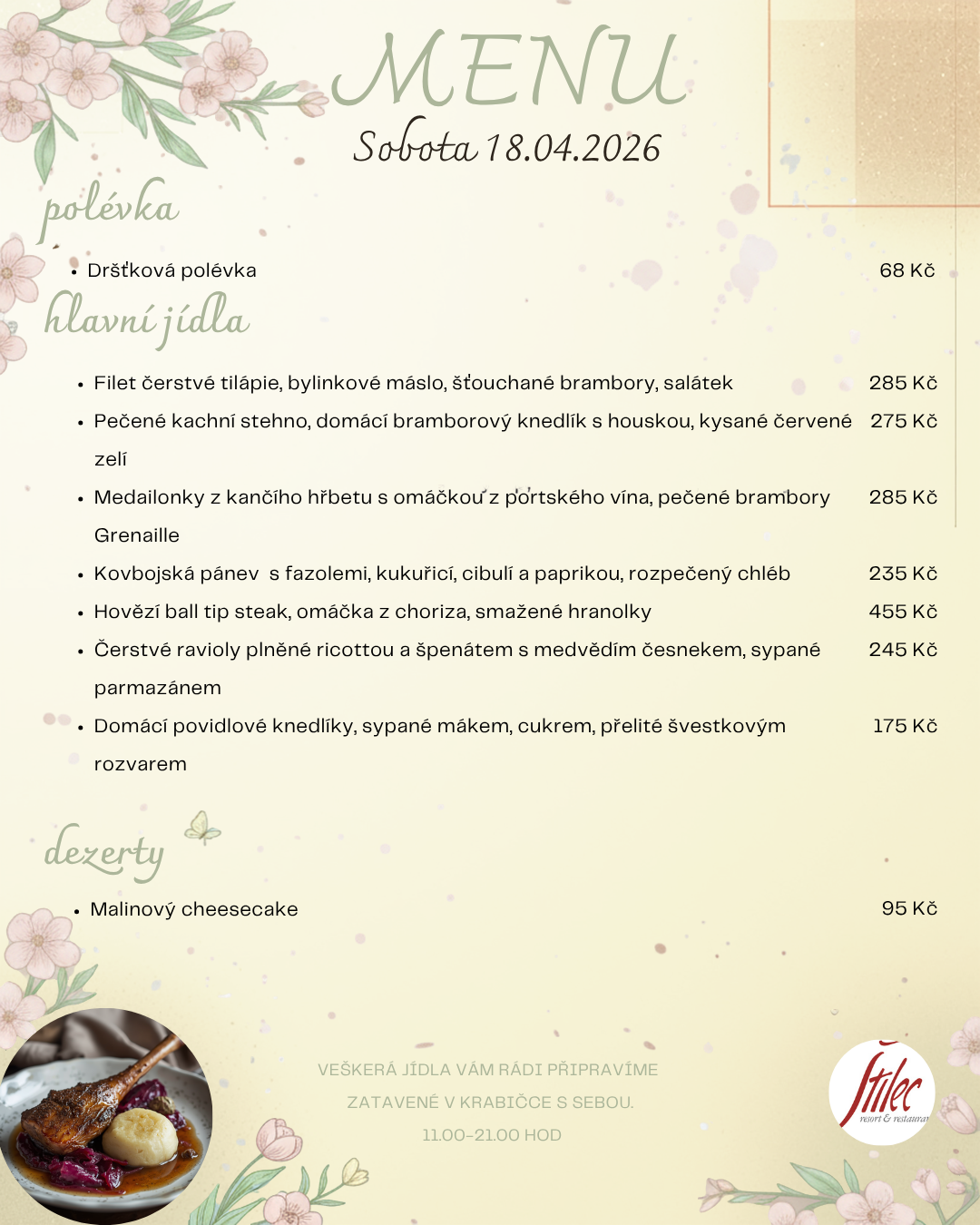 Nabídka dne - výdej jídel s sebou