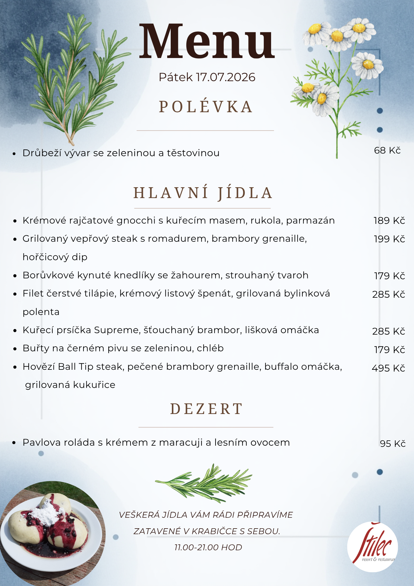 Nabídka dne - výdej jídel s sebou