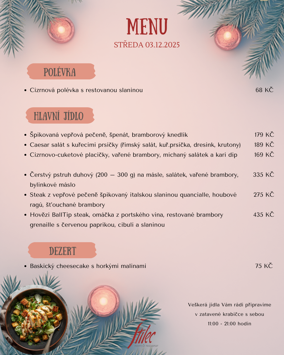 Nabídka dne - výdej jídel s sebou