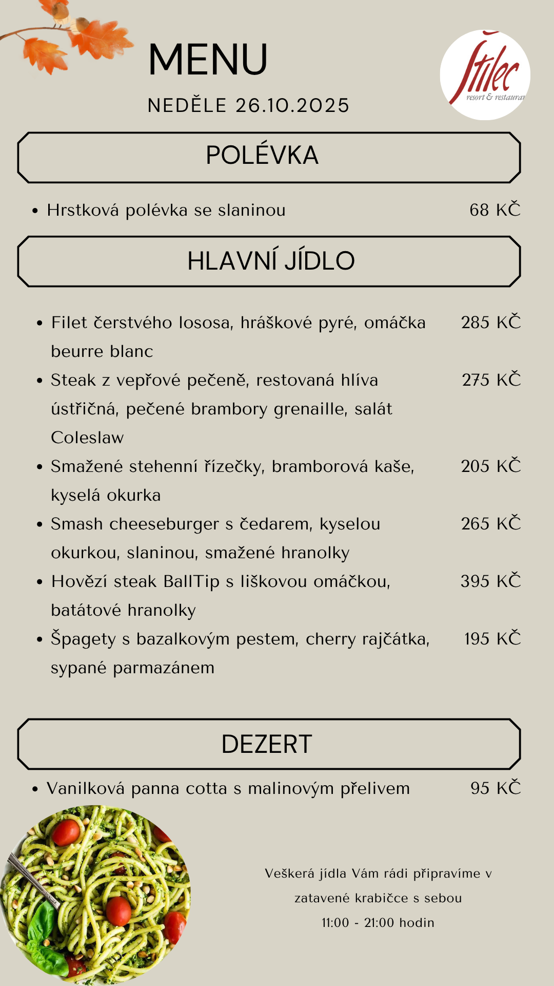 Nabídka dne - výdej jídel s sebou