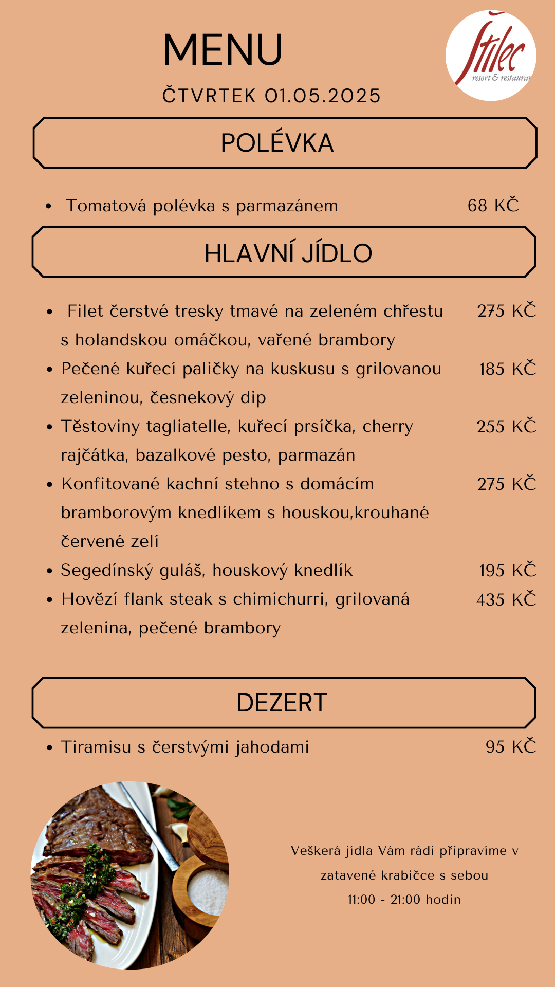 Nabídka dne - výdej jídel s sebou